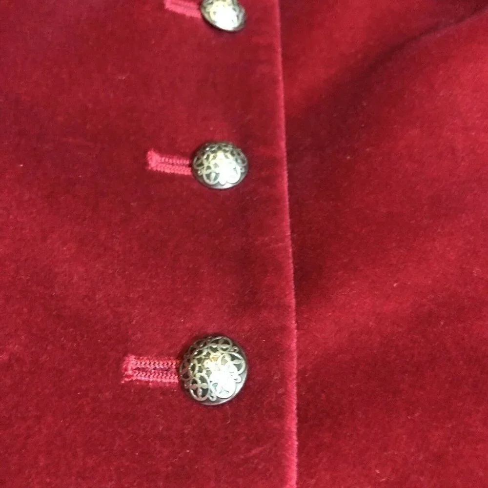 TALBOTS Raspberry Silk Blend Velvet Silver Button Jacket Sz 8